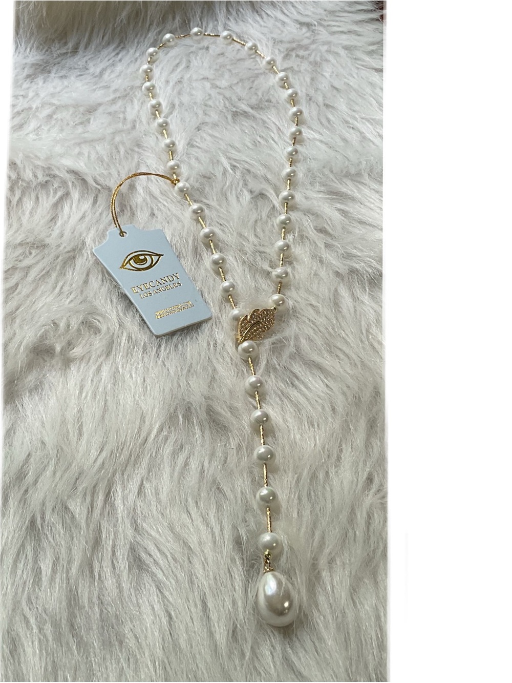 Eye Candy Pearl and Gold Leaf Necklace - White/Gold